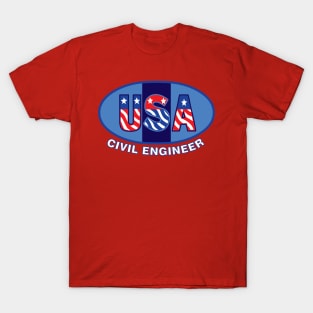 Patriotic Civil Engineer White Text T-Shirt